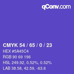 カラーコード: CMYK 54 / 65 / 0 / 23 | qconv.com
