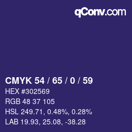 カラーコード: CMYK 54 / 65 / 0 / 59 | qconv.com