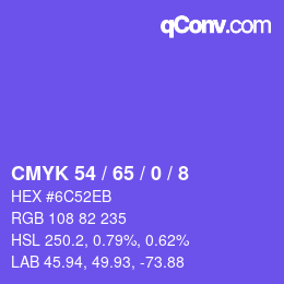 颜色代码: CMYK 54 / 65 / 0 / 8 | qconv.com