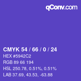 Color code: CMYK 54 / 66 / 0 / 24 | qconv.com