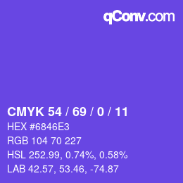 Color code: CMYK 54 / 69 / 0 / 11 | qconv.com