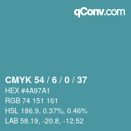 Color code: CMYK 54 / 6 / 0 / 37 | qconv.com