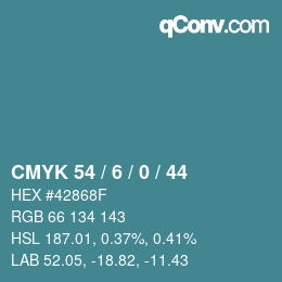 Farbcode: CMYK 54 / 6 / 0 / 44 | qconv.com