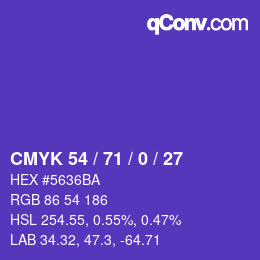 カラーコード: CMYK 54 / 71 / 0 / 27 | qconv.com