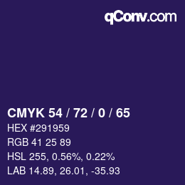 Color code: CMYK 54 / 72 / 0 / 65 | qconv.com