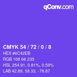 颜色代码: CMYK 54 / 72 / 0 / 8 | qconv.com