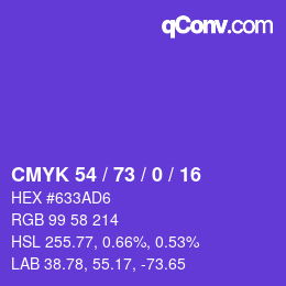 カラーコード: CMYK 54 / 73 / 0 / 16 | qconv.com