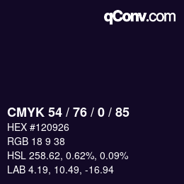 Farbcode: CMYK 54 / 76 / 0 / 85 | qconv.com