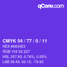 颜色代码: CMYK 54 / 77 / 0 / 11 | qconv.com