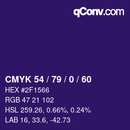 カラーコード: CMYK 54 / 79 / 0 / 60 | qconv.com