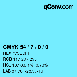 カラーコード: CMYK 54 / 7 / 0 / 0 | qconv.com