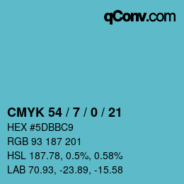 カラーコード: CMYK 54 / 7 / 0 / 21 | qconv.com