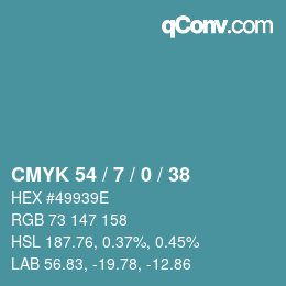 Farbcode: CMYK 54 / 7 / 0 / 38 | qconv.com
