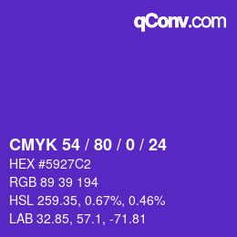 カラーコード: CMYK 54 / 80 / 0 / 24 | qconv.com