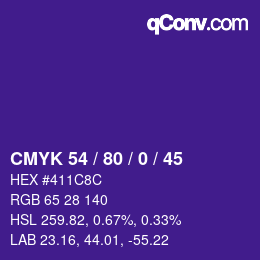 颜色代码: CMYK 54 / 80 / 0 / 45 | qconv.com