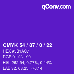 Color code: CMYK 54 / 87 / 0 / 22 | qconv.com