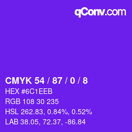 颜色代码: CMYK 54 / 87 / 0 / 8 | qconv.com