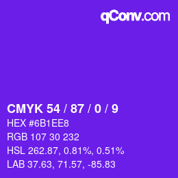 カラーコード: CMYK 54 / 87 / 0 / 9 | qconv.com