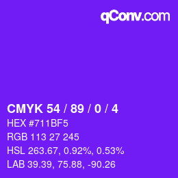 カラーコード: CMYK 54 / 89 / 0 / 4 | qconv.com