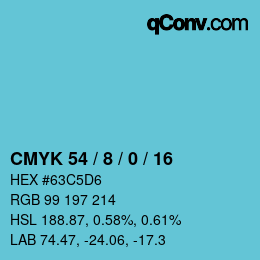 颜色代码: CMYK 54 / 8 / 0 / 16 | qconv.com