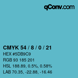 カラーコード: CMYK 54 / 8 / 0 / 21 | qconv.com