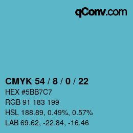颜色代码: CMYK 54 / 8 / 0 / 22 | qconv.com