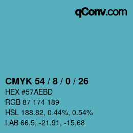 カラーコード: CMYK 54 / 8 / 0 / 26 | qconv.com