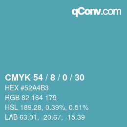 颜色代码: CMYK 54 / 8 / 0 / 30 | qconv.com