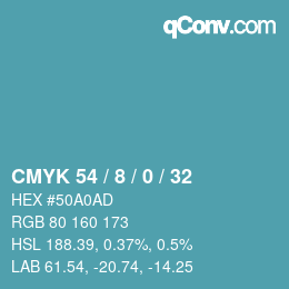 カラーコード: CMYK 54 / 8 / 0 / 32 | qconv.com