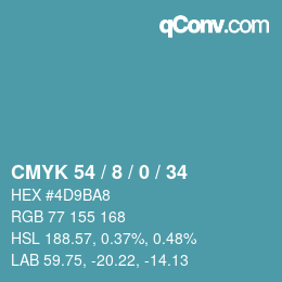 Color code: CMYK 54 / 8 / 0 / 34 | qconv.com