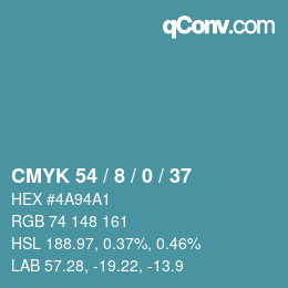 Color code: CMYK 54 / 8 / 0 / 37 | qconv.com