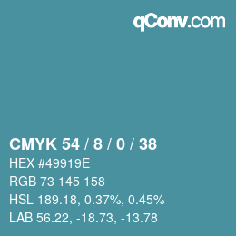 颜色代码: CMYK 54 / 8 / 0 / 38 | qconv.com