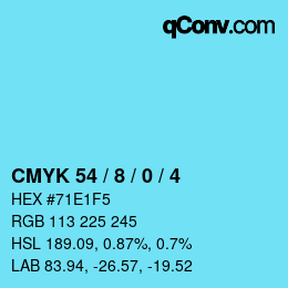 Color code: CMYK 54 / 8 / 0 / 4 | qconv.com