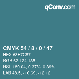 颜色代码: CMYK 54 / 8 / 0 / 47 | qconv.com