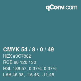 Color code: CMYK 54 / 8 / 0 / 49 | qconv.com