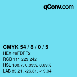 カラーコード: CMYK 54 / 8 / 0 / 5 | qconv.com