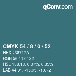 颜色代码: CMYK 54 / 8 / 0 / 52 | qconv.com