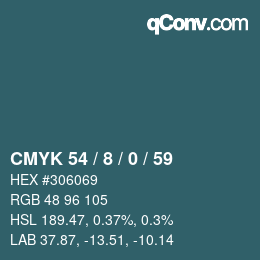 カラーコード: CMYK 54 / 8 / 0 / 59 | qconv.com