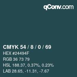 Color code: CMYK 54 / 8 / 0 / 69 | qconv.com