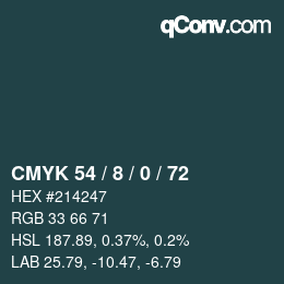 颜色代码: CMYK 54 / 8 / 0 / 72 | qconv.com