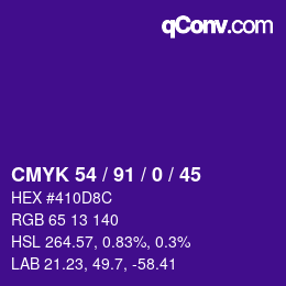 Color code: CMYK 54 / 91 / 0 / 45 | qconv.com