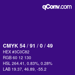 Color code: CMYK 54 / 91 / 0 / 49 | qconv.com