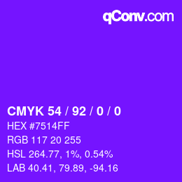 カラーコード: CMYK 54 / 92 / 0 / 0 | qconv.com