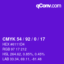 カラーコード: CMYK 54 / 92 / 0 / 17 | qconv.com