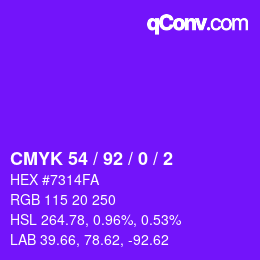 カラーコード: CMYK 54 / 92 / 0 / 2 | qconv.com