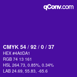 カラーコード: CMYK 54 / 92 / 0 / 37 | qconv.com