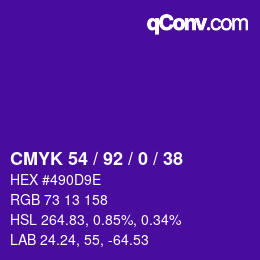 Color code: CMYK 54 / 92 / 0 / 38 | qconv.com