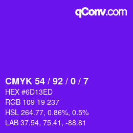 颜色代码: CMYK 54 / 92 / 0 / 7 | qconv.com
