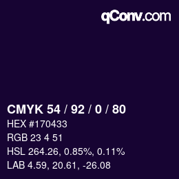 カラーコード: CMYK 54 / 92 / 0 / 80 | qconv.com