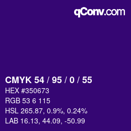 Color code: CMYK 54 / 95 / 0 / 55 | qconv.com